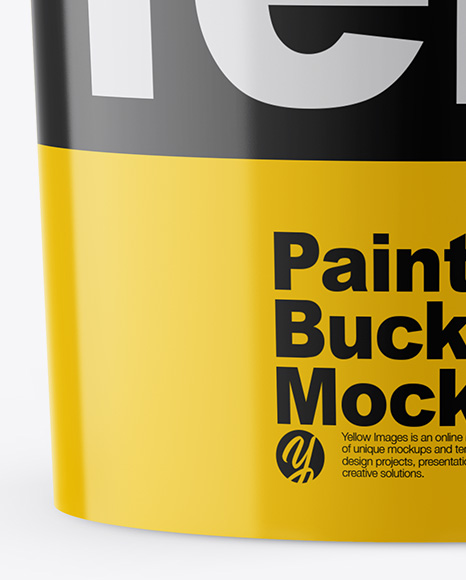 Glossy Paint Bucket Mockup - Front View