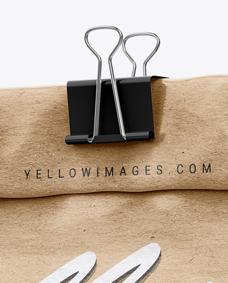 Kraft Coffee Bag With Clip Mockup - Half Side View