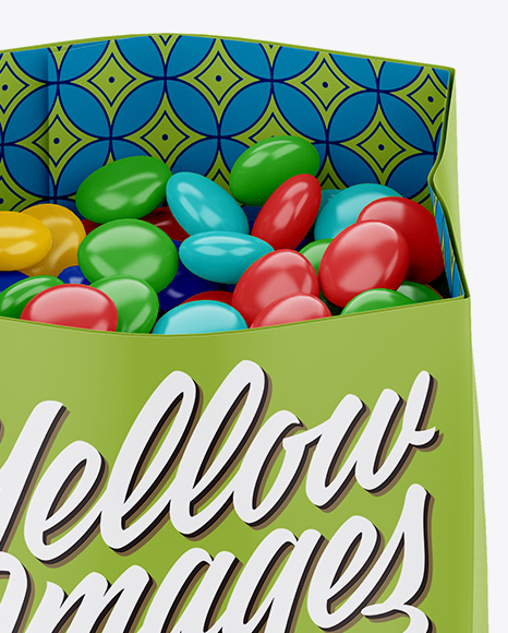 Matte Bag With Candies Mockup - Front View (High-Angle Shot)