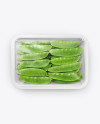 Plastic Tray With Snow Peas Mockup - Top View