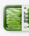 Plastic Tray With Snow Peas Mockup - Top View