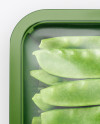 Plastic Tray With Snow Peas Mockup - Top View