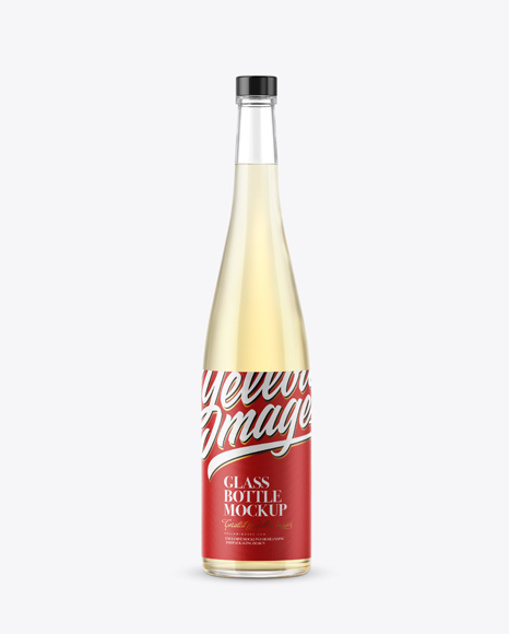 Clear Glass Bottle with White Wine Mockup