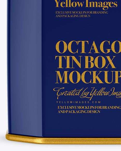 Glossy Octagonal Tin Box Mockup