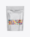 Kraft Stand-Up Pouch With Candies Mockup - Front View