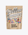 Kraft Stand-Up Pouch With Candies Mockup - Front View