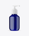 Blue Cosmetic Bottle with Pump Mockup