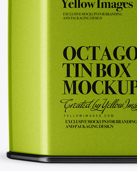 Metallic Octagonal Tin Box Mockup