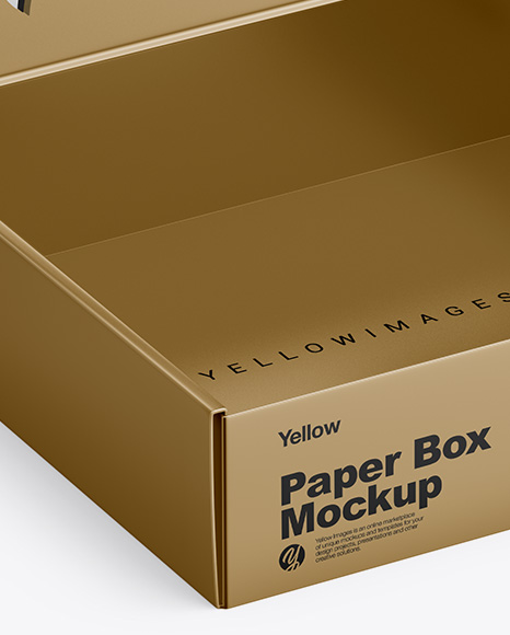 Metallic Opened Box Mockup - Half Side View