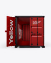 40F Shipping Container with Opened Door Mockup - Front View