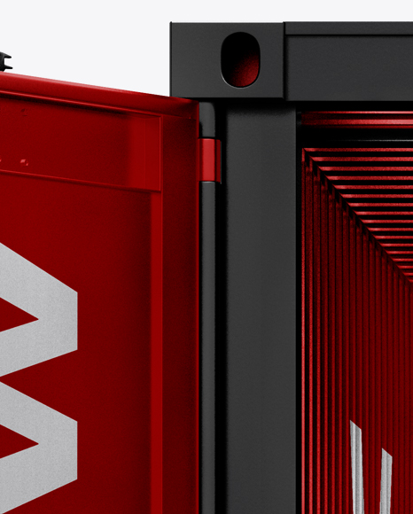40F Shipping Container with Opened Door Mockup - Front View