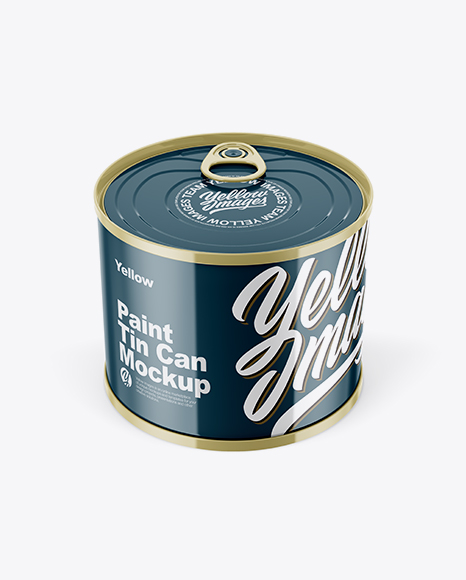 Glossy Tin Can with Transparent Cap Mockup - Front View (High Angle Shot)