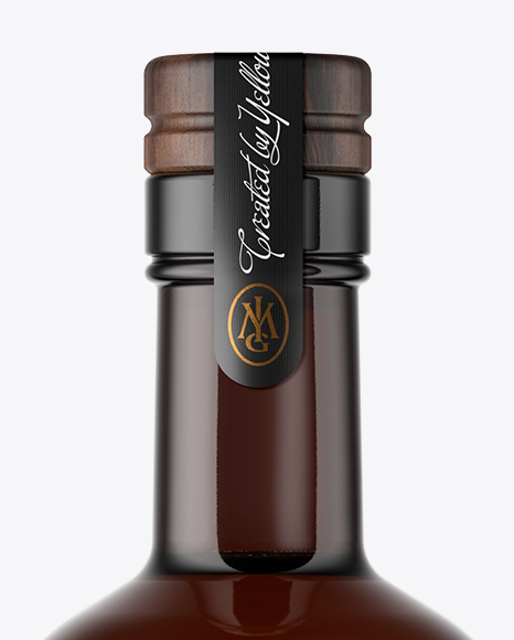 Amber Glass Bottle with Wooden Cap Mockup