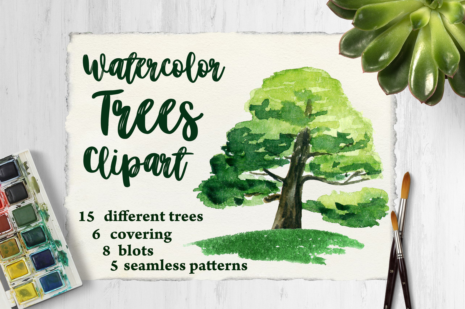 Watercolor Trees Clipart