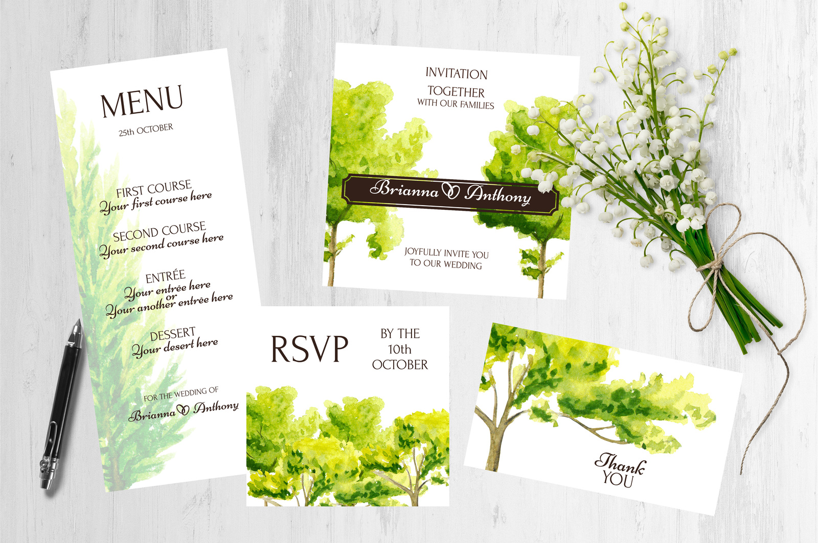 Watercolor Trees Clipart