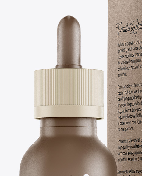 Matte Dropper Bottle W/ Kraft Box Mockup Matte Dropper Bottle W/ Kraft Box Mockup