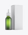 Green Glass Dropper Bottle W/ Glossy Paper Box Mockup