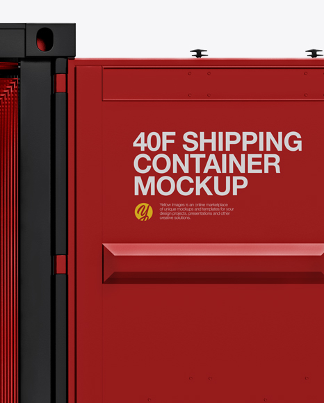 40F Shipping Container with Opened Doors Mockup - Front View