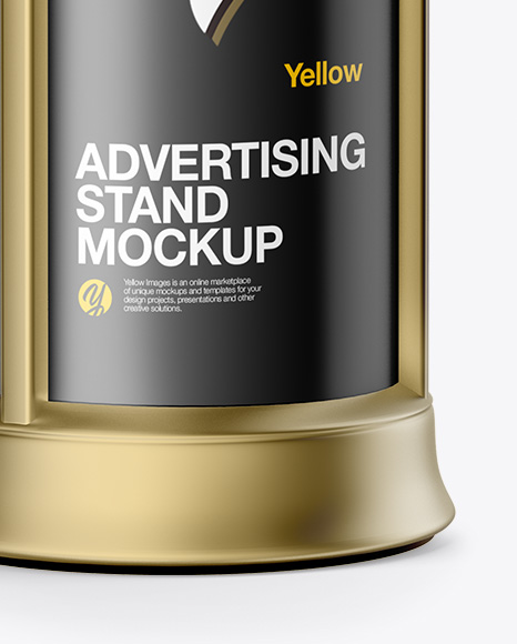 Round Metallic Street Advertising Column Mockup- Half Side View