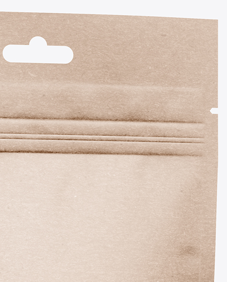 Kraft Stand-Up Pouch w/ Zipper Mockup - Half Side View