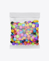 Glossy Snack Bag With Candies Mockup - Front View