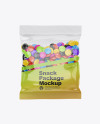 Glossy Snack Bag With Candies Mockup - Front View