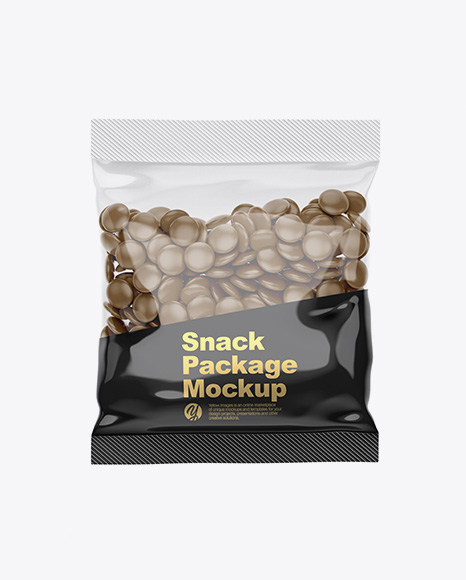 Glossy Snack Bag With Candies Mockup - Front View