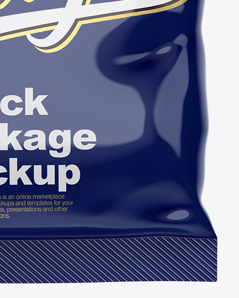 Glossy Snack Bag Mockup - Front View