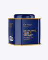 Glossy Octagonal Tin Box Mockup - Half Side View