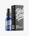 Glossy Spray Bottle W/ Glossy Paper Box Mockup
