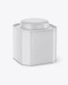 Matte Octagonal Tin Box Mockup - Half Side View (High-Angle Shot)