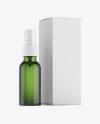 Green Spray Bottle W/ Glossy Paper Box Mockup