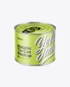 Metallic Tin Can with Transparent Cap Mockup - Front View (High Angle Shot)