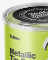 Metallic Tin Can with Transparent Cap Mockup - Front View (High Angle Shot)