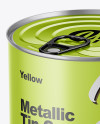 Metallic Tin Can with Transparent Cap Mockup - Front View (High Angle Shot)