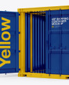 40F Shipping Container with Opened Door Mockup - Halfside View