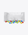 Glossy Snack Bag With Candies Mockup - Front View