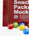 Matte Snack Bag With Candies Mockup - Front View