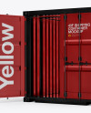 40F Shipping Container with Opened Door Mockup - Halfside View