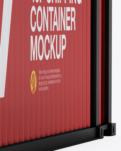 40F Shipping Container with Opened Door Mockup - Halfside View