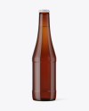 Glass Amber Bottle with Lager Beer Mockup