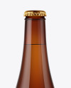 Glass Amber Bottle with Lager Beer Mockup