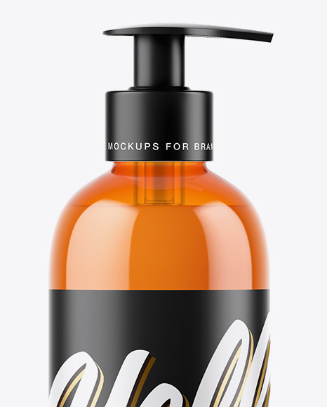 Orange Shower Gel Bottle with Pump Mockup