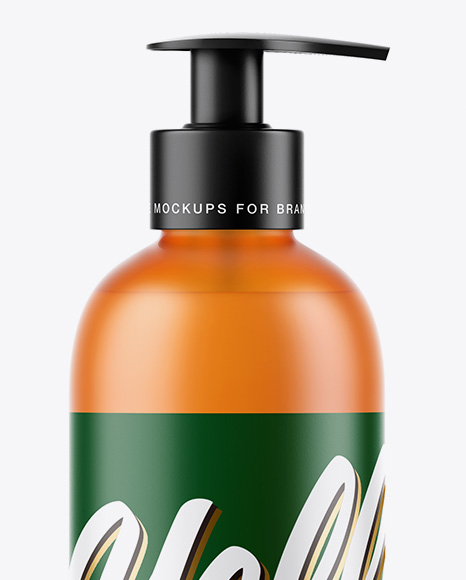 Frosted Orange Bottle with Shower Gel Mockup