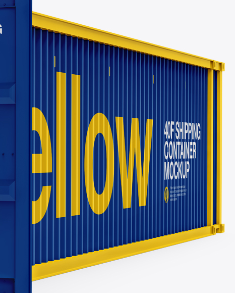 40F Shipping Container with Opened Doors Mockup - Halfside View