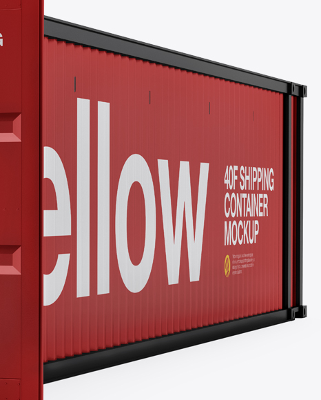 40F Shipping Container with Opened Doors Mockup - Halfside View