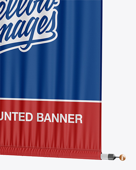 Wall Mounted Banner Mockup - Half-Side View