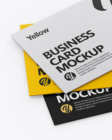 Three Business Cards Mockup - Half Side View