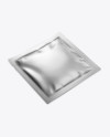 Metallic Wet Wipe Pack Mockup - Half Side View (High Angle Shot)