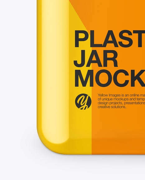 Plastic Jar in Glossy Shrink Sleeve Mockup - Front View